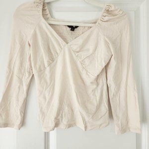 NWOT Banana Republic Cream Mid Sleeve Women's Petite Top